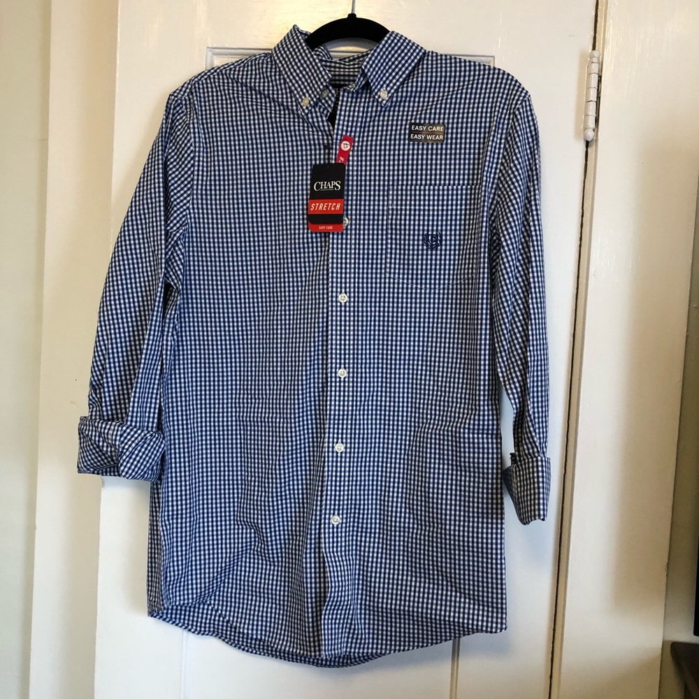NWT Chaps men’s small blue and white button down